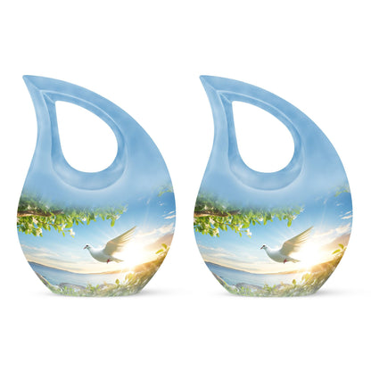 10-inch Dove Bird Urn with Cross Drop design, personalized 