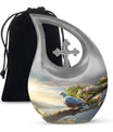10-inch Dove Bird Urn with Cross Drop design,
