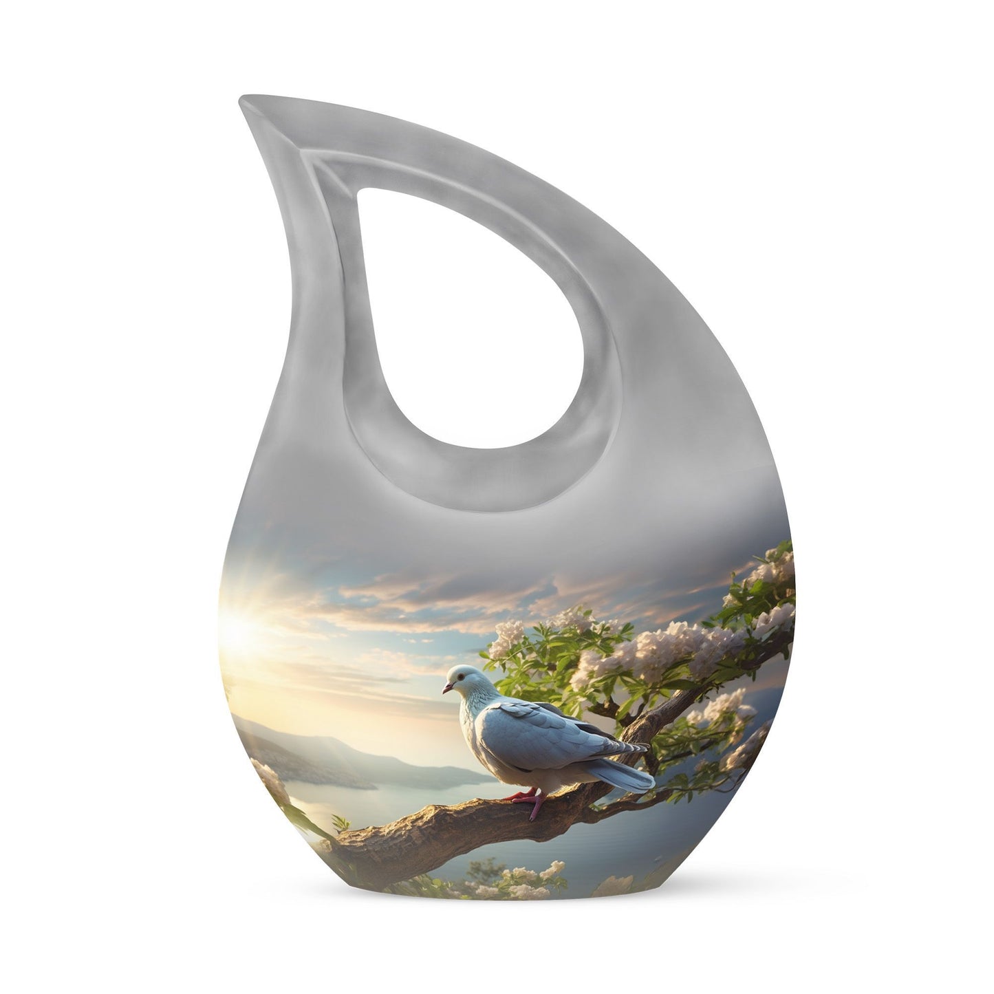 10-inch Dove Bird Urn with Cross Drop design,