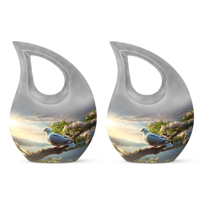 10-inch Dove Bird Urn with Cross Drop design,