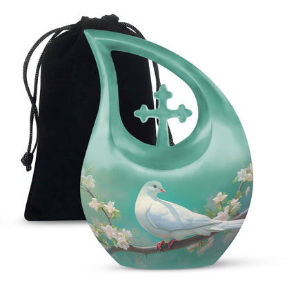 Blue Personalized Bird Cremation Urn for Human Ashes - 10-inch, 3 cu in - Yatskia