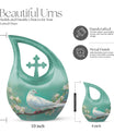 10-inch Dove Bird Urn for ashes with Cross Drop design