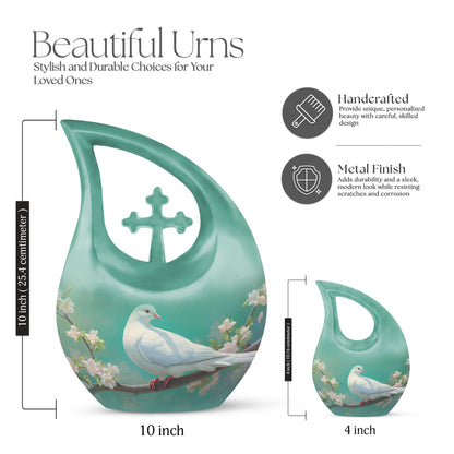 Blue Personalized Bird Cremation Urn for Human Ashes - 10-inch, 3 cu in - Yatskia