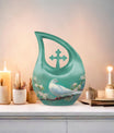 10-inch Dove Bird Urn for ashes with Cross Drop design