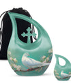 10-inch Dove Bird Urn for ashes with Cross Drop design