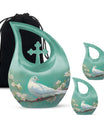 10-inch Dove Bird Urn for ashes with Cross Drop design