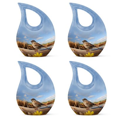 Blue Personalized Bird Cremation Urn for Human Ashes - 10-inch, 3 cu in - Yatskia