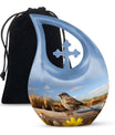 10 inch Sparrow Urn with Cross Drop design for ashes, 