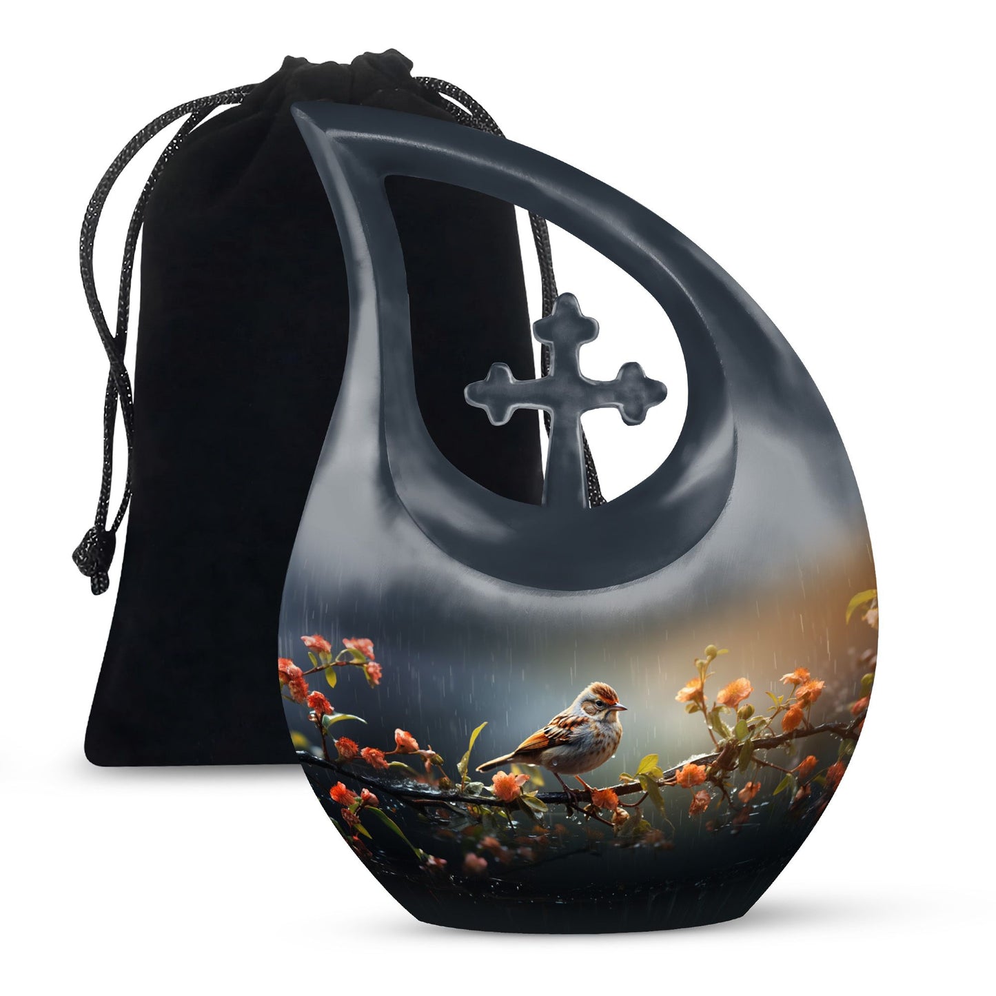 10 inch Cross Drop Sparrow Urn, Aluminium Cremation