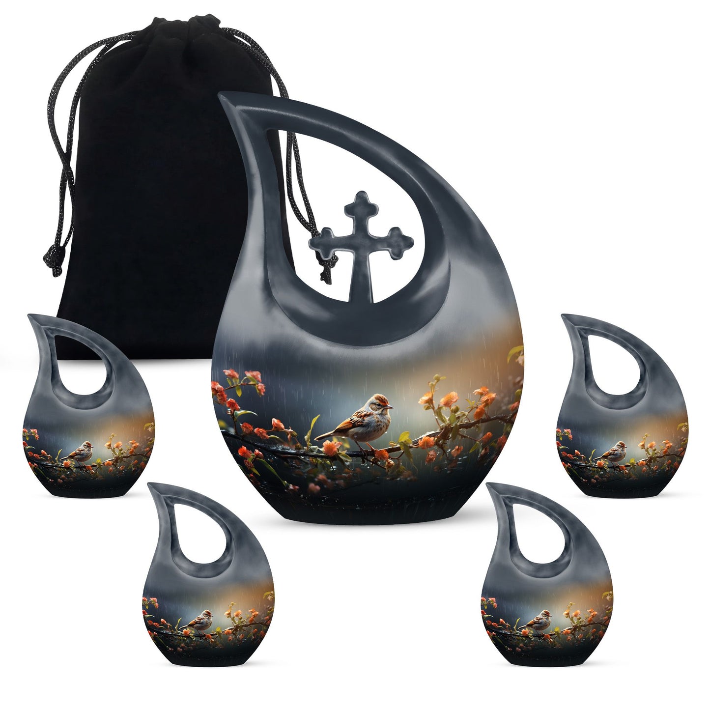 10 inch Cross Drop Sparrow Urn, Aluminium Cremation