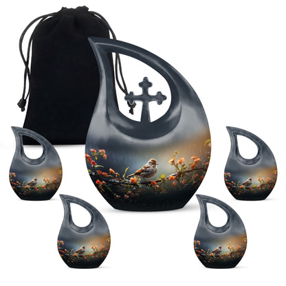 10 inch Cross Drop Sparrow Urn, Aluminium Cremation