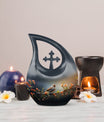10 inch Cross Drop Sparrow Urn, Aluminium Cremation