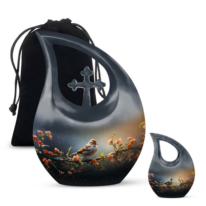 10 inch Cross Drop Sparrow Urn, Aluminium Cremation