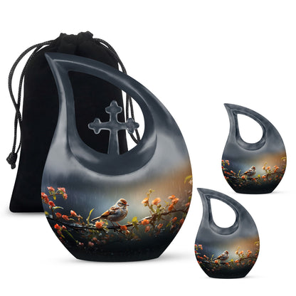 10 inch Cross Drop Sparrow Urn, Aluminium Cremation