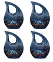 Blue Bird Cremation Urn for Human Ashes - Dark Blue Teardrop Urn