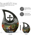 10-inch Sparrow Urn with Cross Drop design, 