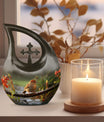 10-inch Sparrow Urn with Cross Drop design, 