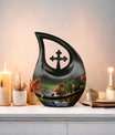 10-inch Sparrow Urn with Cross Drop design, 