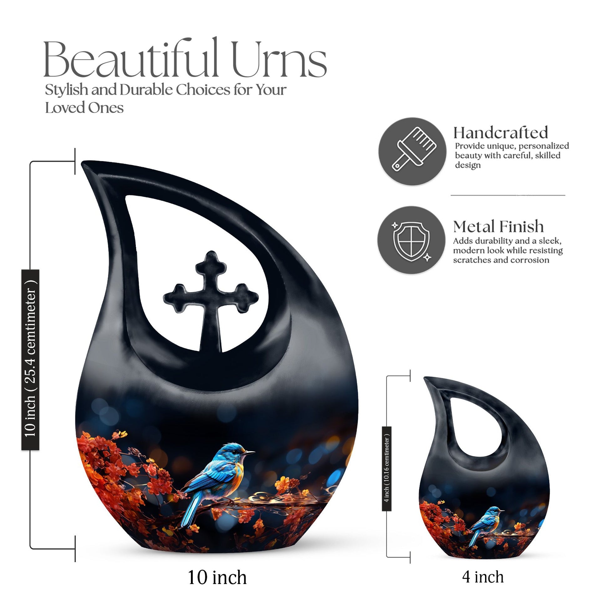 Custom made Sparrow urn with a Cross Drop design 