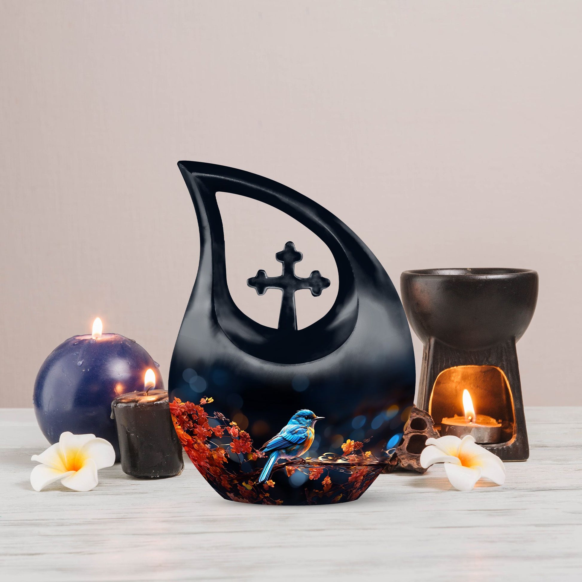 Custom made Sparrow urn with a Cross Drop design 