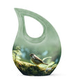 Small Finch Cremation Urn for Human Ashes - Light Green Teardrop Urn
