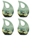 Small Finch Cremation Urn for Human Ashes - Light Green Teardrop Urn