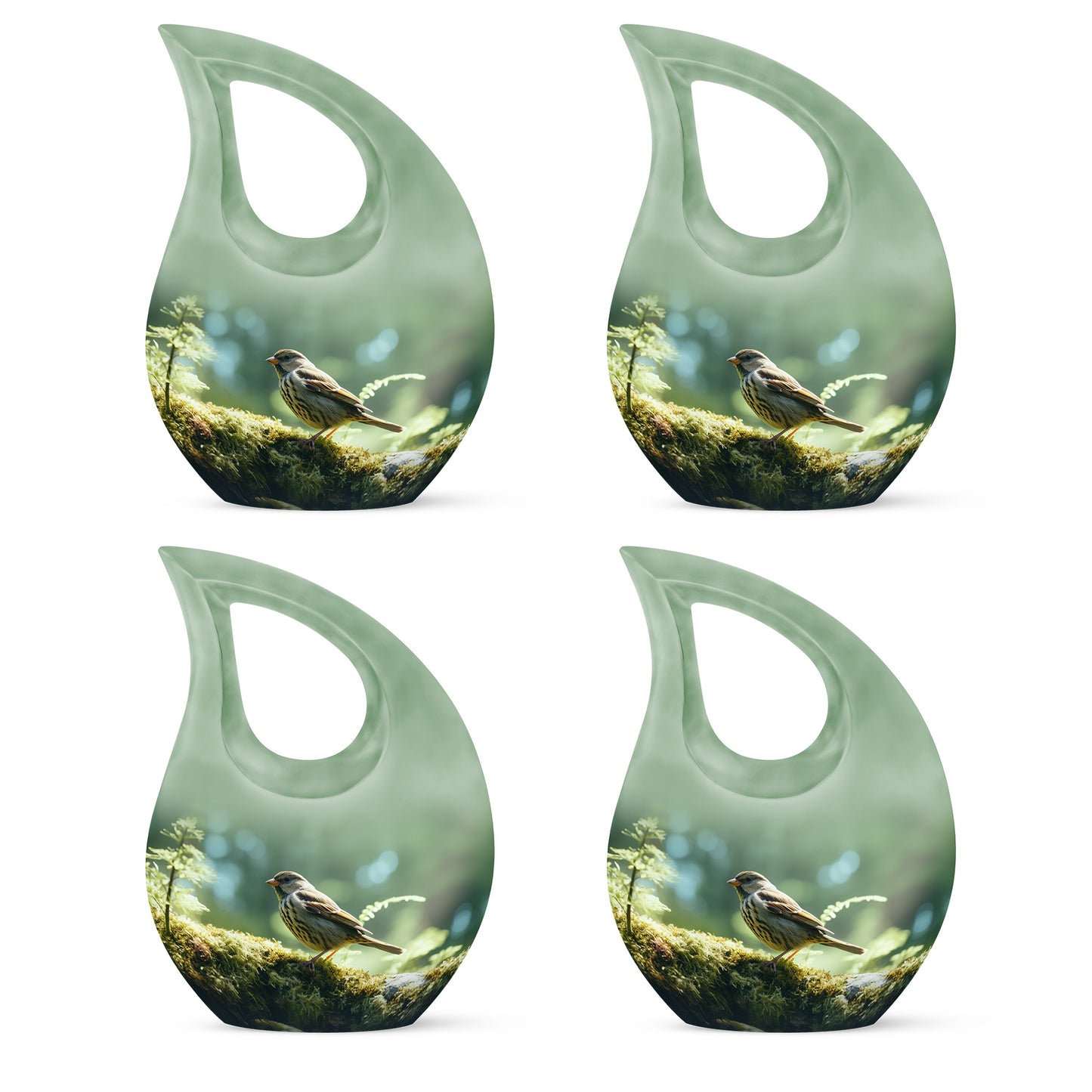 Green Personalized Bird Keepsake Urn for Human Ashes - 10-inch, 3 cu in - Yatskia