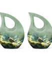 Small Finch Cremation Urn for Human Ashes - Light Green Teardrop Urn