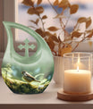 Blue Bird Cremation Urn for Human Ashes - Dark Blue Teardrop Urn