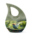 Small Bird Memorial Urn - Unique Sage Green Keepsake Urn