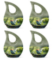 Small Bird Memorial Urn - Unique Sage Green Keepsake Urn