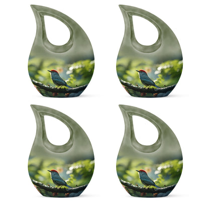Green Personalized Bird Keepsake Urn for Human Ashes - 10-inch, 3 cu in - Yatskia