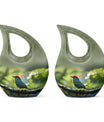 Small Bird Memorial Urn - Unique Sage Green Keepsake Urn