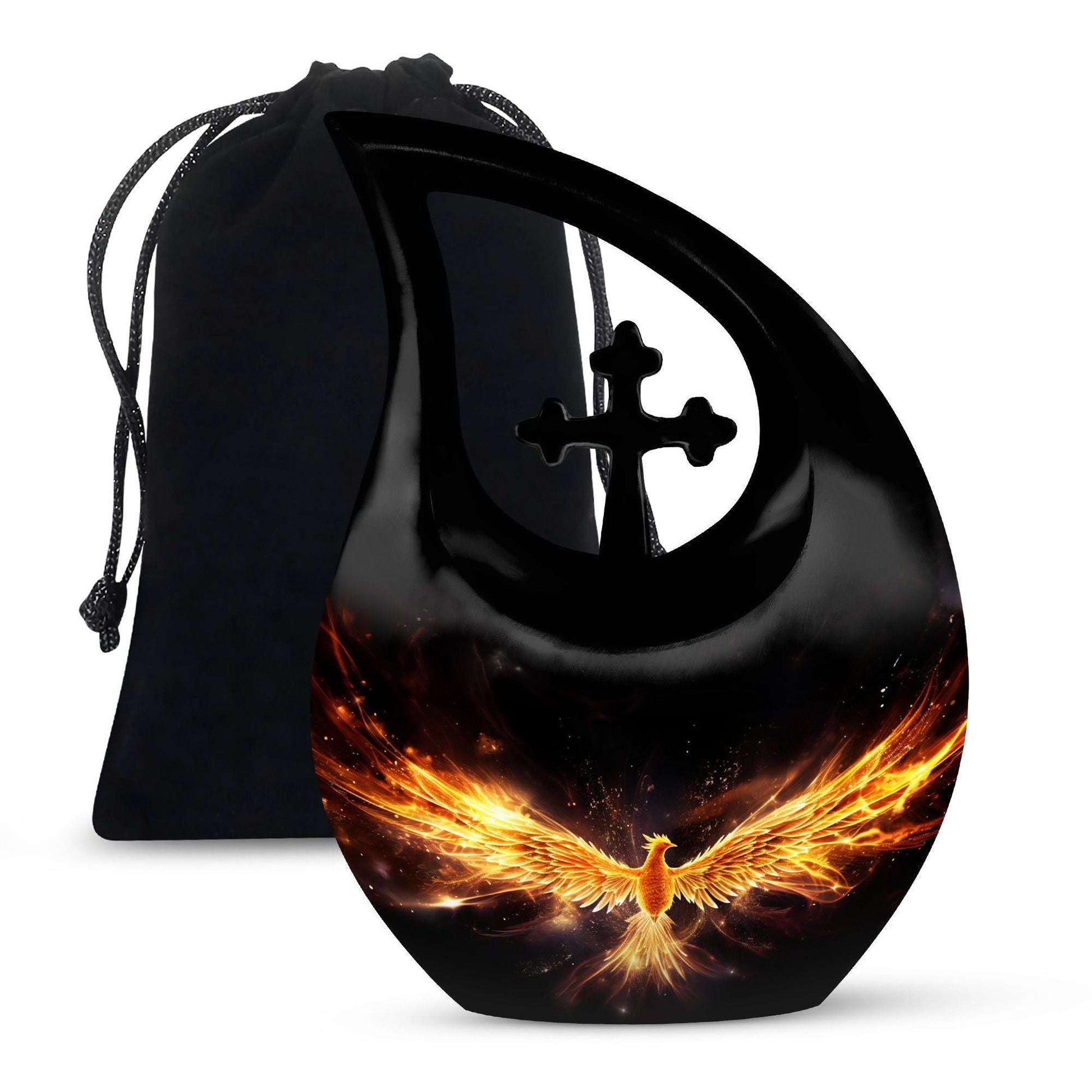 10-inch Large Phoenix Urn with Cross Drop 