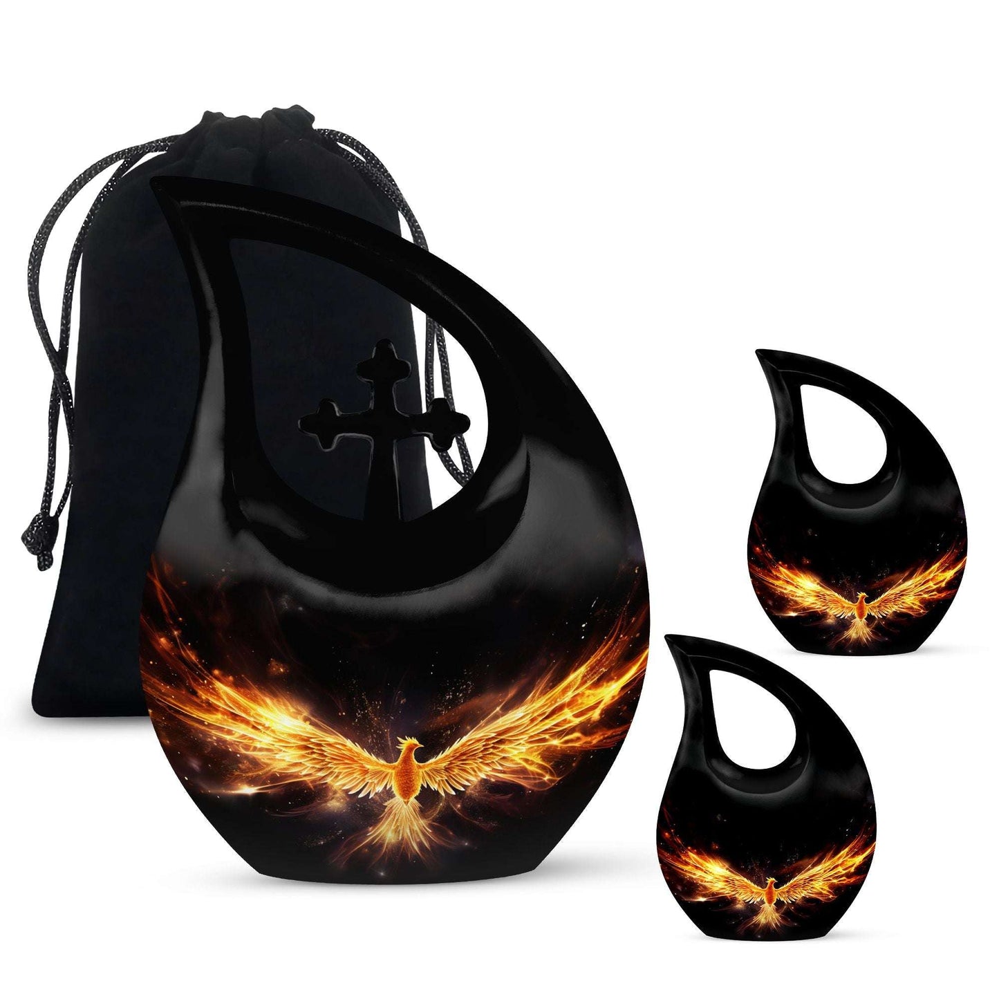 10-inch Large Phoenix Urn with Cross Drop 