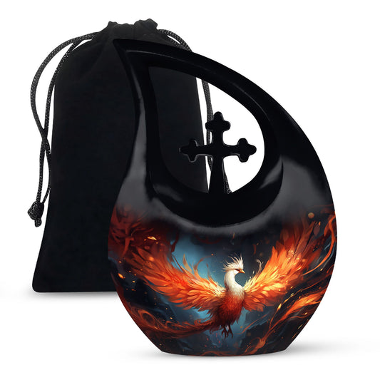 10-inch Phoenix Urn, Modern Cross Drop design,