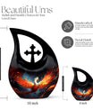 10-inch Phoenix Urn, Modern Cross Drop design,