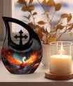 10-inch Phoenix Urn, Modern Cross Drop design,