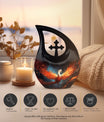 10-inch Phoenix Urn, Modern Cross Drop design,