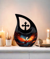 10-inch Phoenix Urn, Modern Cross Drop design,