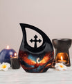 10-inch Phoenix Urn, Modern Cross Drop design,