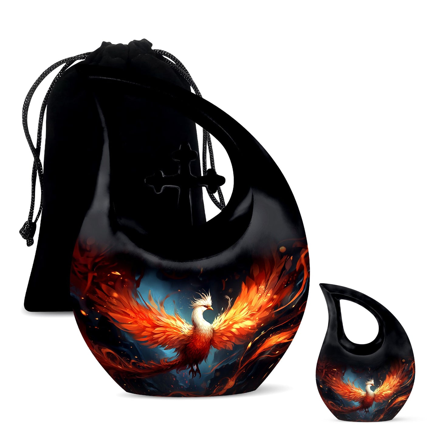 10-inch Phoenix Urn, Modern Cross Drop design,