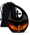 Phoenix themed 10-inch Aluminum Cross Drop Urn