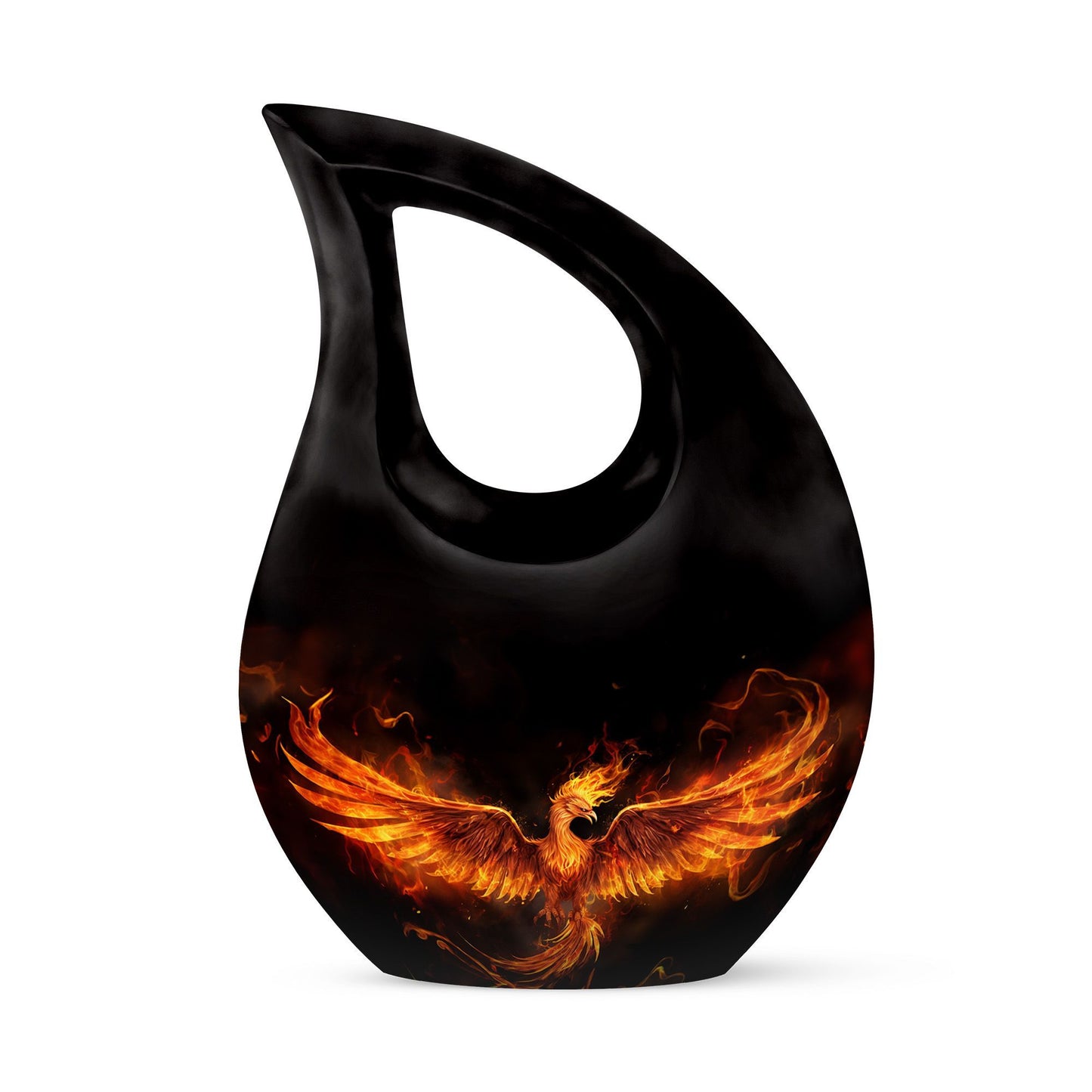 Phoenix themed 10-inch Aluminum Cross Drop Urn