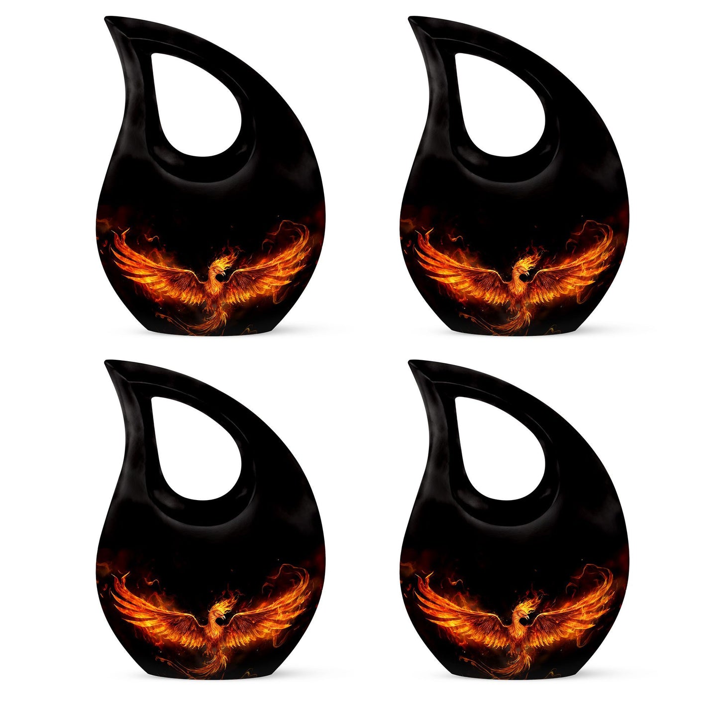 Phoenix themed 10-inch Aluminum Cross Drop Urn