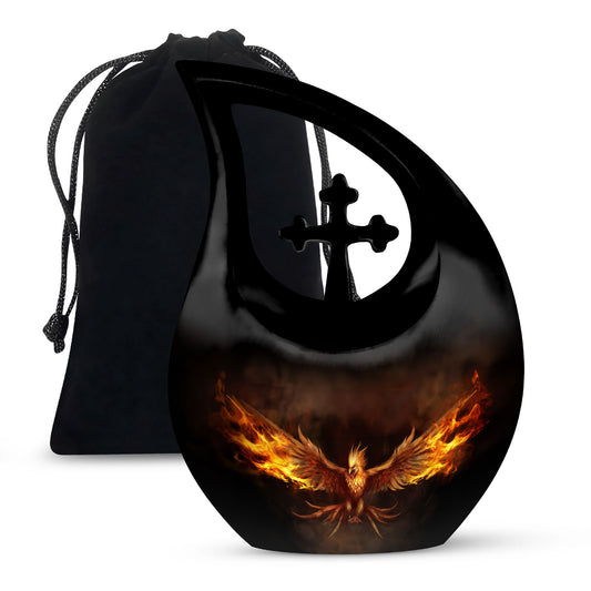 10-inch Phoenix urn with cross drop design, 