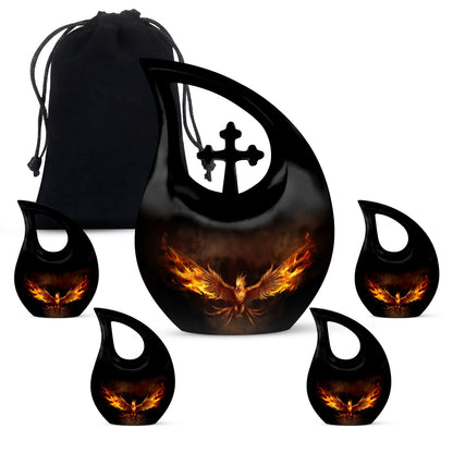 10-inch Phoenix urn with cross drop design, 