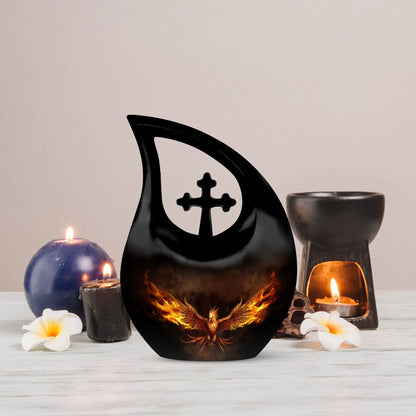 10-inch Phoenix urn with cross drop design, 