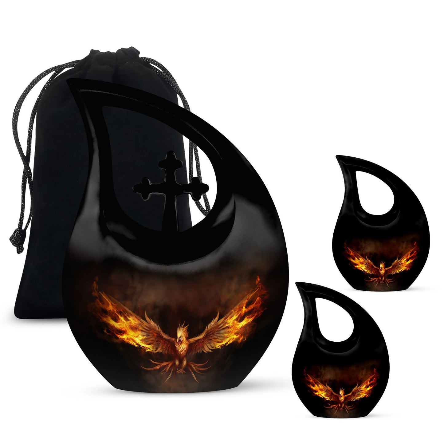 10-inch Phoenix urn with cross drop design, 