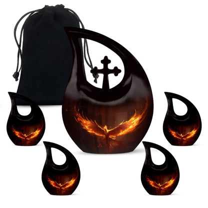 10 inch Phoenix Urn with Cross Drop design for burial, 